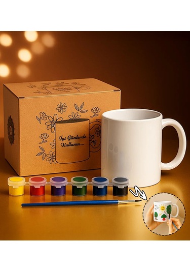 Bk Gift Kendi Kupanı Kendin Oluştur Boyanabilir Kupa Seti, Arkadaşa Hediye, Sevgiliye Hediye, Doğum Günü Hediyesi Kobitmeyencom34575 Bk Gift