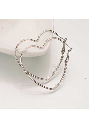 Tezzgelsin Kadın Kalp Tasarım Küçük Boy Küpe 3 Cm Silver
