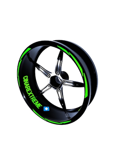 3 Parça Tasarımlı Floresan Yeşil Jant Şeridi Sticker Çınar Extreme