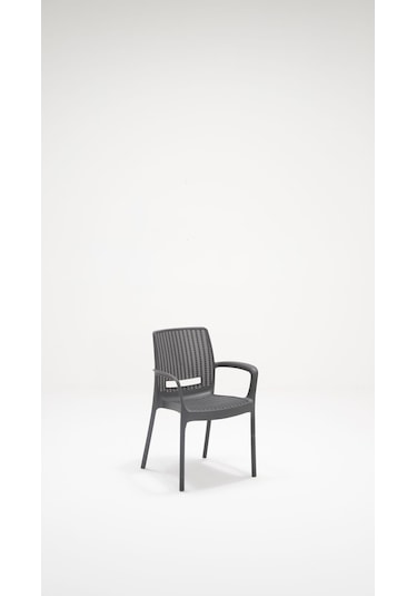 Rattan Lüx Bahçe Balkon Teras Masa Seti - Antrasit 80x80 CM Gri