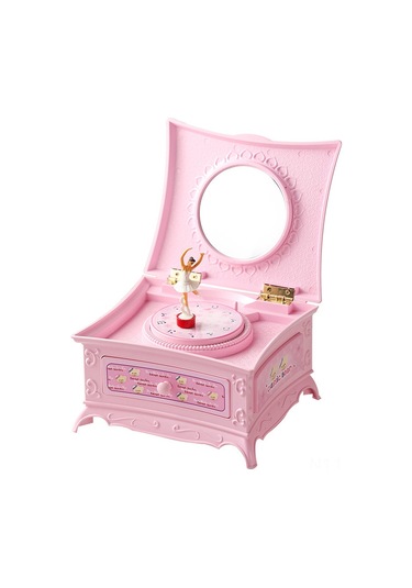 Yunboo Pembe Balerina Figürlü Döner Müzik Kutusu - Sarımsaklı Mekanik Sesli Dekoratif lik Eşya - 16x13.6x9.1 Cm - Ev Dekoru Ve Özel Günler İçin