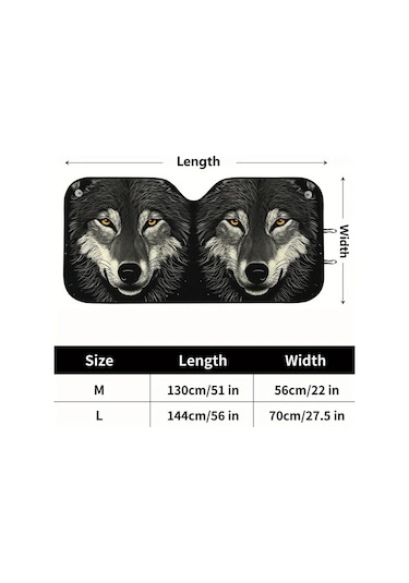 Xuweiwei 1 Adet Wolf Face Araba Rüzgarlık Güneşlik 144x70cm 56x275inç Polyester Kumaş Tüm Araçlar Suv Kamyon Van