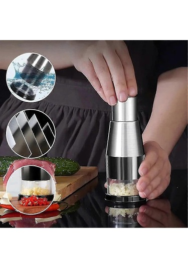 Sarımsak Ezici, 304 Paslanmaz Çelik Preslenmiş Sarımsak Doğrayıcı, Sarımsak Doğrama, Biber Ve Soğan Dilimleme İçin Manuel Sarımsak Doğrayıcı, Mutfak Aksesuarları Diğer