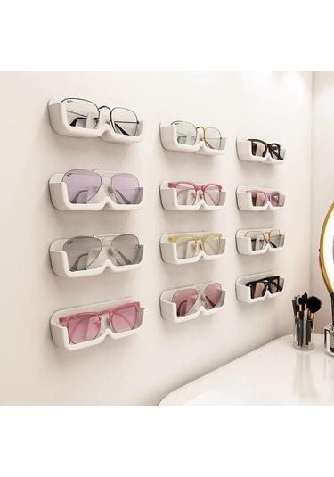 Şeffaf Yumruksuz Gözlük Depolama Rafı Duvara Monte Güneş Gözlüğü Ekran Tutucu Dolap Dekorasyon Saklama Kutusu Sunglass Organizatör Şeffaf