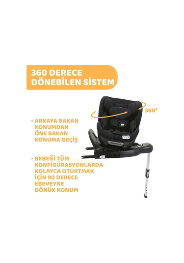 Chicco Oneseat 0 - 36 Kg Dönebilen Oto Koltuğu Siyah