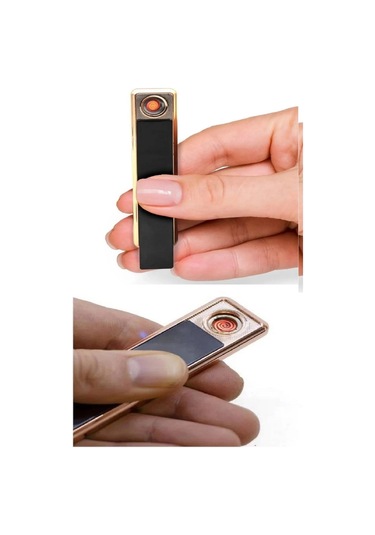 Periboia Kızaklı Gold Usb Şarjlı Çakmak Alevsiz Elektronik Çakmak