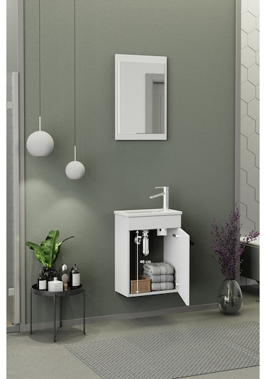 Biani Fix Arya Mini 42 Cm Banyo Dolabı,Seramik Lavabolu, Aynalı,Lavabo Dahil,Mdf,Mat Beyaz Biani Fix Arya Mini 42 Cm Banyo Dolabı,Seramik Lavabolu, Aynalı,Lavabo Dahil,Mdf,Mat Beyaz