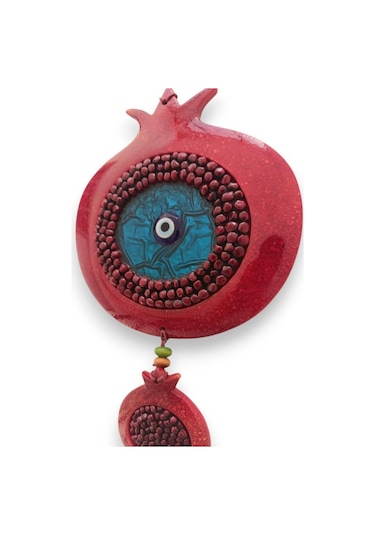 Dekoratif Canlı Renk İkili Nar Figürlü Duvar Süsü Nazarlık Zarif Ev Ve Bahçe Dekorasyonu İçin Şık Aksesuar