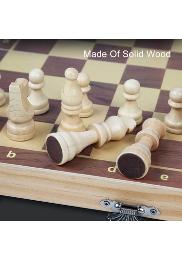 Ruicoo Taşınabilir Katlanır Ahşap Satranç Takımı - Dayanıklı Ve Renkli Tasarım, 29x29 Cm