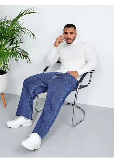 Sagezza Düz Boru Paça Geniş Jean 222840115 Mavi