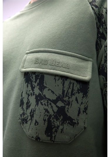 Deep Soluk Yeşi L Crewneck Erkek Baskılı Sweatshirt Soluk Yeşil