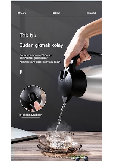 304 Paslanmaz Çelik Yalıtımlı Tencere Termos Şişesi 2.0l Vakumlu