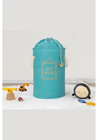 Baby Dolap İçi Düzenleyici Yuvarlak Torbalı Sepet/oyuncak Sepeti/ Mavi