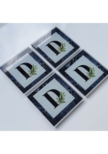 Decorita Cam Bardak Altlığı D Harfli Tasarım 4'lü Takım 10 x 10 CM Çok Renkli