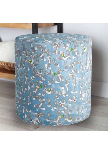 Mavi Bugs Bunny Puf Warner Bros Lisanslı Ürün, Süet Kumaş, Uluslararası Solmama Sertifikası Çok Renkli