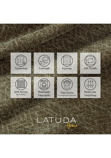 Jakarlı Şönil Koltuk Örtüsü Çekyat Örtüsü Koltuk Şalı 110x175 2 Ad. Kaymaz Kapuçino Kapuçino