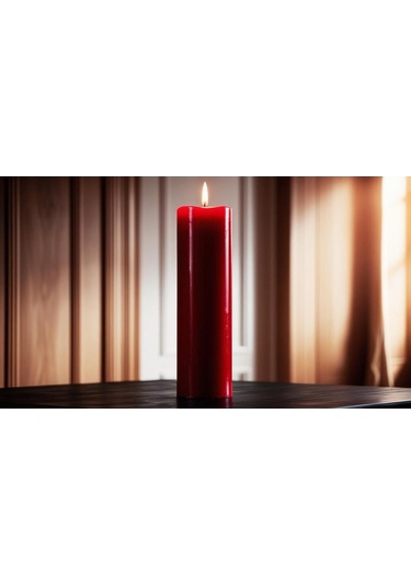 Soya Parafinli Kırmızı 3 Adet 50 Saat Yanma Süreli Çap:5 Cm Boy:25 Silindir Blok Mum Kırmızı Kirmızı