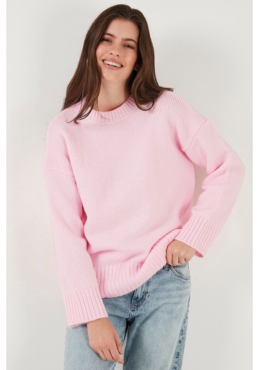 Lela Regular Fit Bisiklet Yaka Basic 2'Li Paket Triko Bayan Kazak 4616213S2 Siyah-Toz Pembe