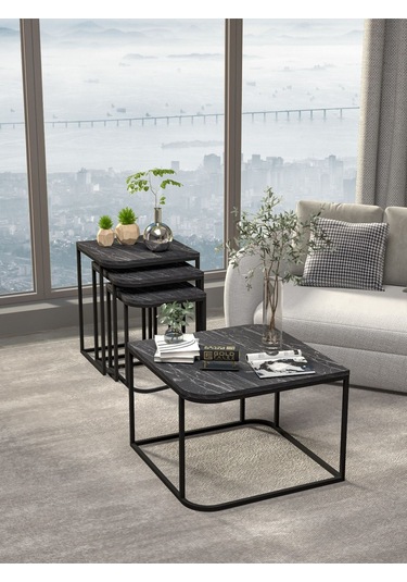 Orta Sehpa Ve Zigon Sehpa Damla Bendir Siyah