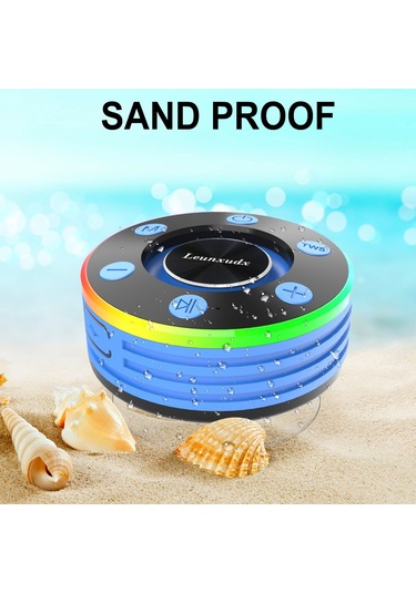 Geeroyoo T7a Mavi Ipx7 Su Geçirmez Banyo Hoparlörü - Bluetooth 5.2, Fm Radyo, Toz Ve Darbe Dayanıklı, 15m Kablosuz Bağlantı