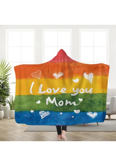 Homyl Kapüşonlu Battaniye Giyilebilir Şal Yatakhane Uyuklama Anne 130x150cm Çok Renkli