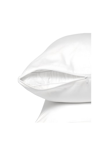 Beyaz Fermuarlı Yastık Mitili, Yastık Kılıfı Siyah