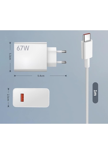 Usb Çıkışlı 67w Hızlı Şarj Ve 1m Usb To Type-c Kablo Seti 1117798 Xiaomi Mi 9t