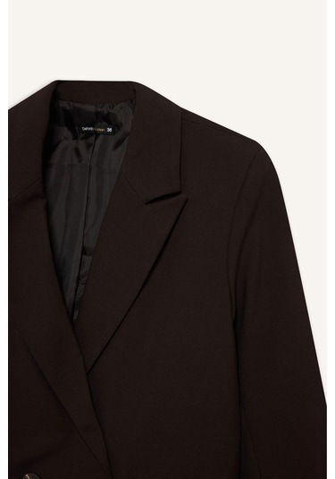 Defacto Oversize Geniş Kalıp Ceket Yaka Blazer Ceket E7732ax25aubn340 Kahve