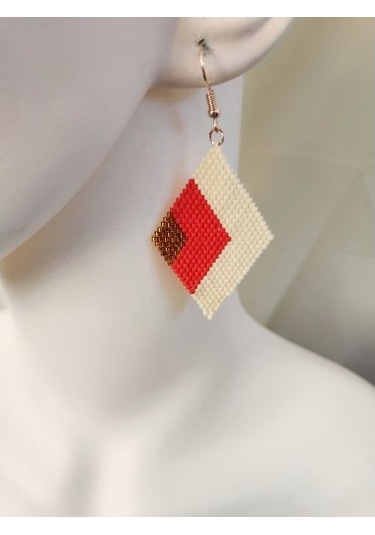 Harmel Jewelry Miyuki Üç Renk Küpe Çok Renkli