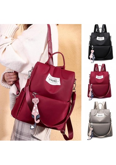 Kadınlar İçin Oxford Sırt Çantası Yüksek Kapasiteli Hırsızlık Önleyici Fermuarlı Seyahat Büyük Günlük Sırt Çantası Kolye Red Kırmızı