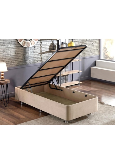 Nironyatak Niron Polo Baza Ve Başlık Seti - 90X190 Cm Tek Kişilik Sütlü Kahv