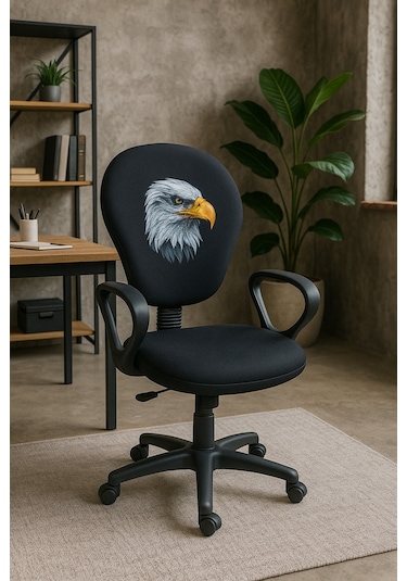 Kara Kartal Desenli Taraftar Baskılı Çocuk Odası Ders Çalışma Ofis Koltuğu Bilgisayar Sandalyesi Siyah Kara Kartal Desenli Taraftar Baskılı Çocuk Odası Ders Çalışma Ofis Koltuğu Bilgisayar Sandalyesi Siyah