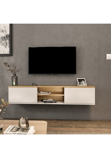 Tv Sehpası Leydi Safir Beyaz 160 Cm Safir Meşe Beyaz