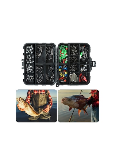 Ranyeek 188 Parça Metal Ve Plastik Balıkçılık Aksesuar Seti: Ağırlık, İğne, Dairesel Döner, Kayar Kesici İle Depolama Kutusu Ve Balıkçılık Pensi T0183-2