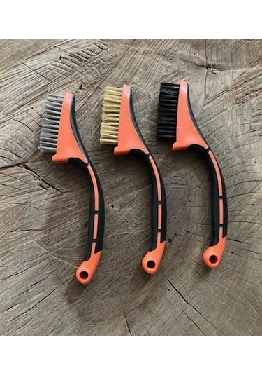 Özs Kauçuk Saplı Tel Fırça İnce Telli Pls Saplı Temizlik Fırçası 3lü