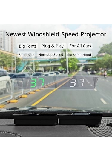 Fosenze Araç Gps Hud Yüksek Keskinlikli Hız Gösterici, Usb İle Otomatik Bağlanma, Tam Desteksiz Kurulum Km/sa, Yeşil Işık