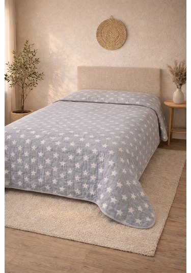 Laila Kapitone Pamuklu Tek Kişilik 160 X 230 Cm Pike Açık Gri