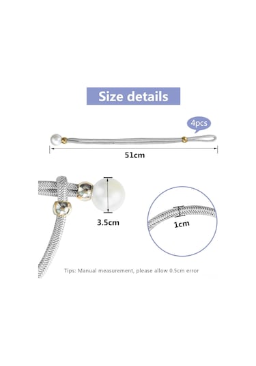 Tenfowee 4'lü Gri İmitasyon İnci Perde Bağları - Kaliteli Poliester Teller Ve 3.5 Cm Büyük İnci Toplarıyla Zengin Ev Dekoru