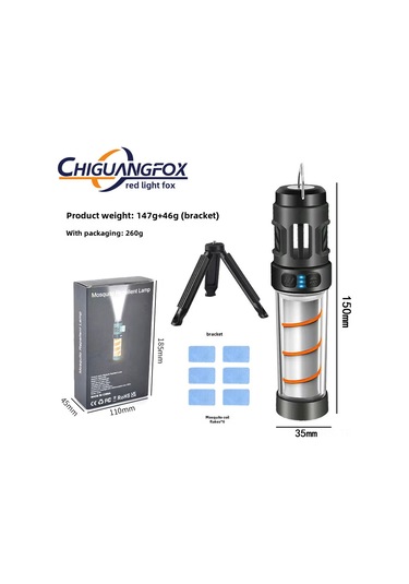 Reedark Dış Mekan Led Uçucu Kovucu Kamp Lambası - Type-c Şarjlı, Taşınabilir, Manyetik Üçgen Ayağı, Çadır Stüdyosu Işığı Siyah Çok Renkli