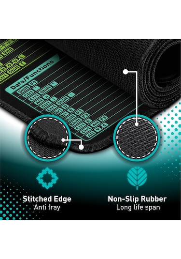 Excel Kısayol Tuşları Mouse Pad - Pc Ofis Elektronik Tablo Klavye Matı, Kaymaz Dikişli Kenar