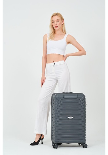 Keo-plus Gri Orta Boy Silikon Kırılmaz Pp Valiz Siyah