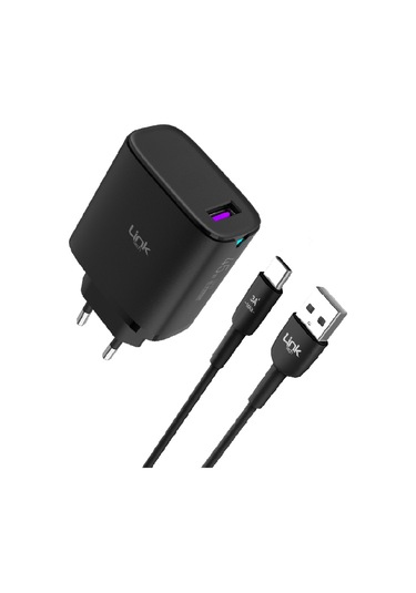 Linktech C318 45w Gan Qc3.0 Usb-a To Type-c Kablolu Şarj Aleti Set Beyaz
