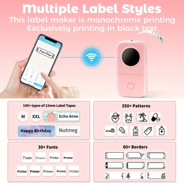 Gateesat Phomemo D30 Yeşil Taşınabilir Etiket Yapıcı Makinesi Lcd Ekran Şarj Edilebilir Akıllı Telefon Uyumlu