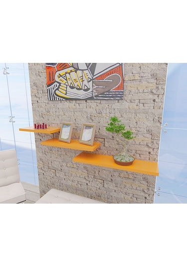 Peakdizayn 3'Lü Duvar Rafı Seti Renkli