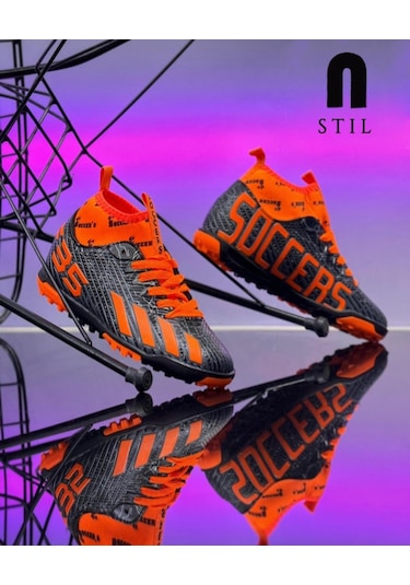 Erkek Çocuk Halısaha Çoraplı Çivisiz Futbol Spor Ayakkabısı F35hs Siyah - Oranj
