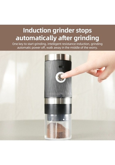 Novahub 5 Seviyeli Taşınabilir Kahve Değirmeni: Otomatik Durdurma, Şarj Edilebilir, Hafif, Pratik Siyah Siyah