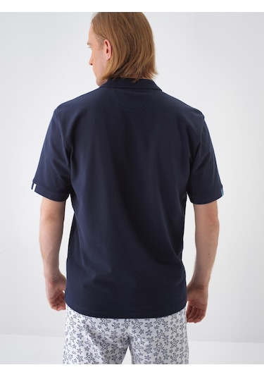 Xint Lacivert Pamuk Dokulu Regular Fit Tişört 502265