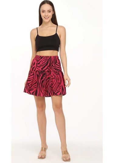 Fuşya Şifon Krep Kumaş Şort Etek Fuşya