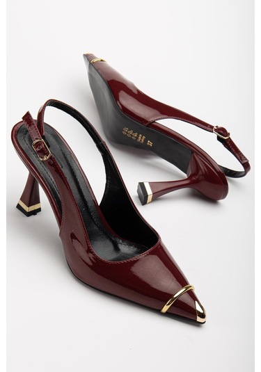 Suins Jessa Model Kadın Topuklu Burnu Metal Detaylı Stiletto Ayakkabı Bordo
