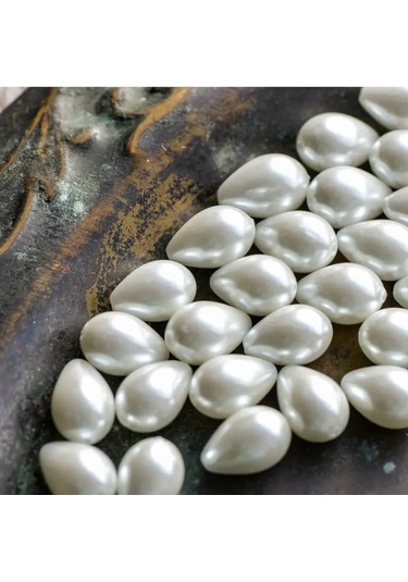 Kafebizu Cam İnci Boncuklar 30 Adet Beyaz, 13x9 Mm 146226805